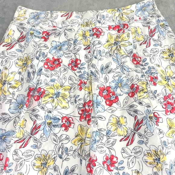 Talbots Womens 10 A Line Midi Skirt Floral Dragonfly Blue White Cottage Garden - Picture 3 of 12